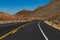 Side view asphalt road on sunny summer day. Highway, Arizona, USA.