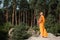 side view of barefoot buddhist monk