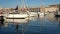 Side view of boats moored at a quay in a Old Port, Marseille, France