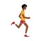 Side view of cartoon runner jogging in summer workout clothes
