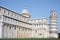 Side view cathedral leaning tower Pisa