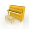 Side view of classic musical instrument yellow piano isolated on white background, Keyboard instrument