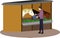 side view of a farmer holding bucket and feeding a horse in stable, feeding horses in a farm vector