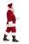 Side view of fat merry santa claus walking