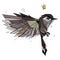 Side view of flying Sparrow bird. Flat cartoon character design.