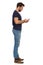 Side View Of Full Length Standing Man Using Telephone