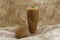 Side View Of Glass Filled With Sapodilla Smoothie