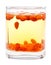 Side view glass with goji berries infusion isolated