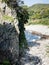 Side view of Hakusan Domon natural arch on cape Ashizuri