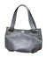 Side view of handcrafted gray handbag isolated