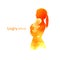 Side view of Happy mom holding adorable  baby child silhouette plus abstract water color painted. Mother`s day. Digital art