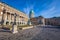 Side view of historical Buda Castle located in the capitol of the country, shot taken during winter sunny day