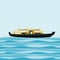 Side View Indian Keralan Houseboat Backwater Vector Illustration