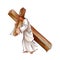 Side view of Jesus Christ holding cross