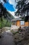 Side view of the Lake Agnes teahouse reached via hiking in Banff National Park