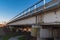 Side View of a Long Road Viaduct Built in Reinforced Concrete with Guard rail