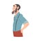 Side View of Mature Bearded Man Dressed in Casual Clothes Cartoon Style Vector Illustration