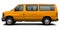 Side view of a modern passenger American minibus in yellow.