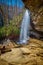 Side view of Moore Cove Waterfall in Pisgah National Forest near Brevard NC
