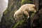 side view of mountain goat climbing steep incline