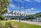 Side view of the new canopied pedestrian bridge at the boat harbour in Whangarei, New Zealand