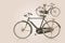 side view old and rust black and silver bicycles on gradient brown background, object, decor, transport, copy space