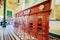 Side view of old telephone booths at Saigon Central Post Office