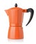 Side view of orange stovetop espresso coffee maker