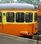 Side view of orange and yellow Swedish Rail car, Nene Valley Railway, UK 