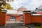 Side view of the Petroff Palace through the back yard, Moscow, Russia.