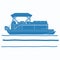 Side View Pontoon Boat Vector Illustration in Flat Monochrome Style