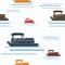 Side View Pontoon Boat Vector Illustration Seamless Pattern