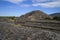 Side view of pyramid of the Moon from one of the smaller pyramids of plaza de la Luna