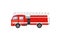 Side view of a red fire truck. Vector illustration fire engine.