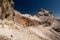 Side view of the Rolando gap with the Casco peak in the background in the spanish Pyrenees