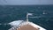 Side view of the rough seas of cruise ship in the ocean