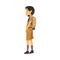 Side View of Scout Girl Standing with Backpack, Scouting Kid Character Wearing Uniform and Neckerchief, Summer Camp