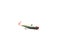 Side view single shad jig head hard bait lure with sharp hook isolated on white background