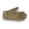 Side view of soldier gloves from green fabric on white. 3D illustration