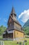 Side view of the stave church in Ornes