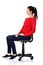 Side view student woman siting on armchair