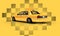 Side View Studio Shot Of Yellow Sedan Taxi Car 3D Illustration