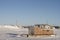 Side view of a traditional Inuit cargo sled or Komatik in the Arviat style in the Kivalliq region