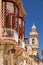 A side view of traditional Maltese style balconies in Mdina. Malta.