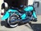 Side view of a turquoise Kawasaki VN 800 Classic