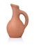 Side view of unpainted clay jug