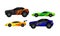 Side Viewed Colorful Sport Cars Vector Set