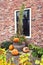 The side wall with window of a house in Bourtange, a Dutch fortified village in the province of Groningen