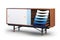 Sideboard with retractable shelves. 3d render