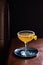 Sidecar Cocktail with Sugared Rim in Dark Bar